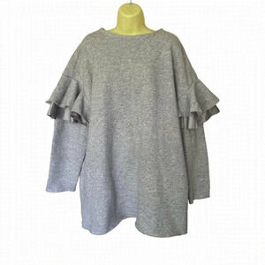 H&m Exaggerated Ruffle sleeve Grey-Women's fleece blouse. Size Large